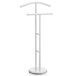 Valet de chambre LAURENZ valet de nuit porte vêtements support veste en métal laqué blanc