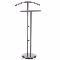 Valet de chambre LAURENZ valet de nuit porte vêtements en métal laqué gris