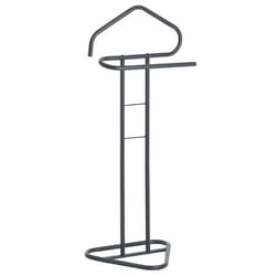 Valet de chambre valet de nuit CAMILO chevalet de nuit avec cintre pour veste et portant pour pantalons en métal laqué gris