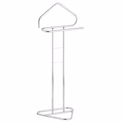 Valet de chambre valet de nuit CAMILO chevalet de nuit avec cintre pour veste et portant pour pantalons en métal chromé