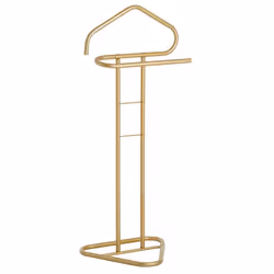 Valet de chambre valet de nuit CAMILO chevalet de nuit avec cintre pour veste et portant pour pantalonts en métal laqué or
