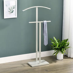 Valet de chambre SCOTT H 100 cm en métal beige porte-vêtements avec un cintre pour veste et un portant pour pantalon