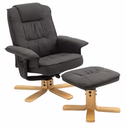 Fauteuil de relaxation CHARLY avec repose-pieds siège pivotant dossier inclinable assise rembourrée relax en tissu gris anthr ...