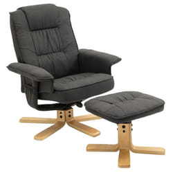 Fauteuil de relaxation CHARLY avec repose-pieds siège pivotant dossier inclinable assise rembourrée relax en tissu gris anthracite