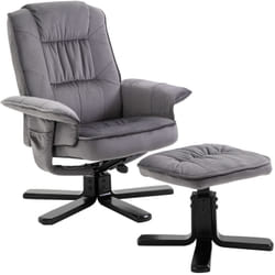 Idimex - Fauteuil de relaxation avec repose-pieds charles, en velours gris