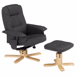 Fauteuil de relaxation CHARLY avec repose-pieds pouf siège pivotant dossier inclinable assise rembourrée relax en synthétique ...