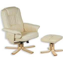 Fauteuil de relaxation CHARLY avec repose-pieds/pouf siège pivotant dossier inclinable assise rembourrée relax en synthétique