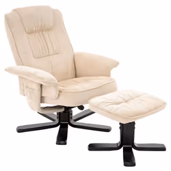 IDIMEX Fauteuil de Relaxation Charly avec Repose-Pieds pouf siège pivotant et Dossier inclinable en velours côtelé  beige/noi ...