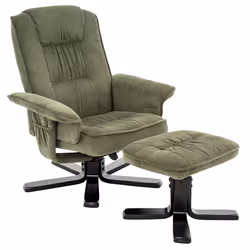IDIMEX Fauteuil de Relaxation Charly avec Repose-Pieds pouf siège pivotant et Dossier inclinable en velours côtelé  vert/noir