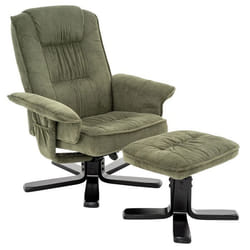 IDIMEX Fauteuil de Relaxation Charly avec Repose-Pieds pouf siège pivotant et Dossier inclinable en velours côtelé  vert/noir