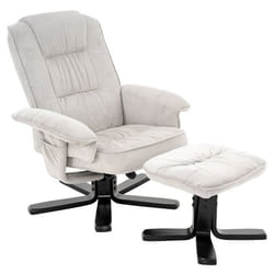 IDIMEX Fauteuil de Relaxation Charly avec Repose-Pieds pouf siège pivotant et Dossier inclinable en velours côtelé blanc/noir