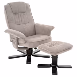 IDIMEX Fauteuil de Relaxation Charly avec Repose-Pieds pouf siège pivotant et Dossier inclinable en tissu beige/noir