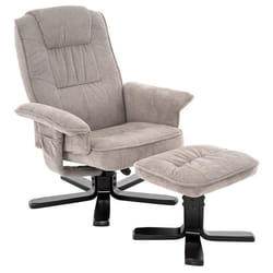IDIMEX Fauteuil de Relaxation Charly avec Repose-Pieds pouf siège pivotant et Dossier inclinable en tissu beige/noir