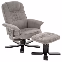 IDIMEX Fauteuil de Relaxation Charly avec Repose-Pieds pouf siège pivotant et Dossier inclinable en tissu gris/noir