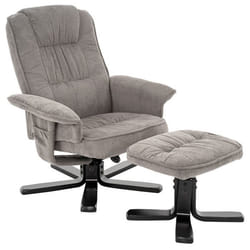 IDIMEX Fauteuil de Relaxation Charly avec Repose-Pieds pouf siège pivotant et Dossier inclinable en tissu gris/noir