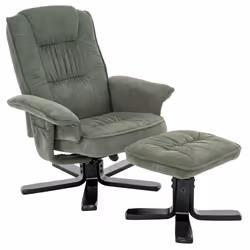IDIMEX Fauteuil de Relaxation Charly avec Repose-Pieds pouf siège pivotant et Dossier inclinable en tissu vert/noir
