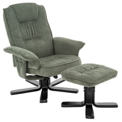 IDIMEX Fauteuil de Relaxation Charly avec Repose-Pieds pouf siège pivotant et Dossier inclinable en tissu vert/noir