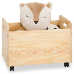 Coffre à jouets BENJAMIN sur roulettes 60 x 43 x 40 cm en bois pour chambre denfant Rangement Montessori jouets peluches