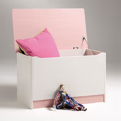 Coffre à jouets HANNAH pin massif blanc rose