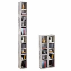 Etagères modulables MUSIQUE pour CD et DVD lot de 2 meubles de rangement en colonne avec 10 compartiments en mélaminé shabby ...