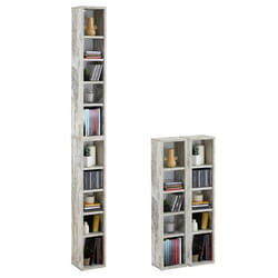 Etagères modulables MUSIQUE pour CD et DVD lot de 2 meubles de rangement en colonne avec 10 compartiments en mélaminé shabby chic