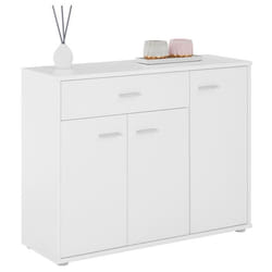 Buffet salle à manger CORLAINE L 88 cm blanc avec 1 tiroir et 3 portes bahut bas meuble de rangement