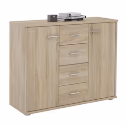 Buffet salle à manger ELODIE L 89 cm coloris chêne sonoma avec 4 tiroirs et 2 portes bahut bas