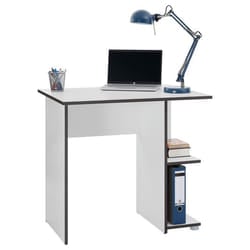 Bureau pour enfant ou adulte NOVA bureau informatique table dordinateur rangement ouvert 2 tablettes en mélaminé blanc mat et