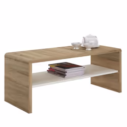 Table basse NOELLE table de salon rectangulaire ou meuble TV de 120 cm avec 1 étagère de rangement en mélaminé chêne sonoma/b ...