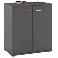 Meuble à chaussures OLYMPE commode meuble de rangement avec 2 portes en mélaminé gris mat