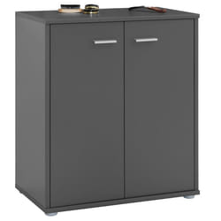 Meuble à chaussures OLYMPE commode meuble de rangement avec 2 portes en mélaminé gris mat