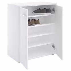 Meuble à chaussures OLYMPE commode meuble de rangement avec 2 portes en mélaminé blanc mat