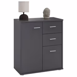 Buffet salle à manger REMY L 60 cm gris mat avec 2 portes et 2 tiroirs bahut bas meuble de rangement style moderne