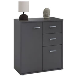 Buffet salle à manger REMY L 60 cm gris mat avec 2 portes et 2 tiroirs bahut bas meuble de rangement style moderne