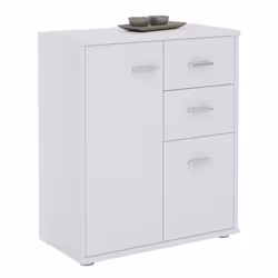 Buffet salle à manger REMY L 60 cm blanc avec 2 portes et 2 tiroirs bahut bas meuble de rangement style moderne