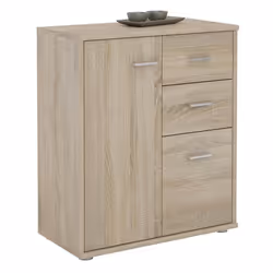 Buffet REMY commode meuble de rangement avec 2 tiroirs et 2 portes en mélaminé décor chêne sonoma