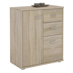 Buffet REMY commode meuble de rangement avec 2 tiroirs et 2 portes en mélaminé décor chêne sonoma