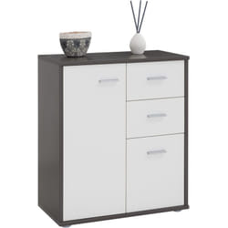 Idimex - Buffet salle à manger remy l 60 cm avec 2 portes - Gris et blanc