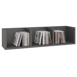 Etagère murale NELLO meuble de rangement pour CD et DVD ou décoration avec 3 compartiments ouverts en mélaminé gris mat