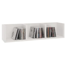 Etagère murale NELLO meuble de rangement pour CD et DVD ou décoration avec 3 compartiments ouverts en mélaminé blanc mat