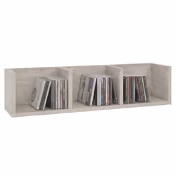Etagère murale NELLO meuble de rangement pour CD et DVD ou décoration avec 3 compartiments ouverts en mélaminé décor béton