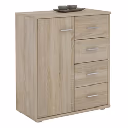 Buffet salle à manger OSCAR L 60 cm en bois coloris chêne sonoma avec 4 tiroirs et 1 porte meuble de rangement