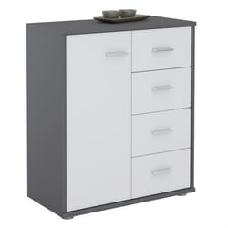 Buffet salle à manger OSCAR L 60 cm en bois coloris gris et chêne sonoma avec 4 tiroirs et 1 porte meuble de rangement