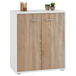 Buffet salle à manger FIRMIN L 60 cm coloris blanc chêne sonoma avec 2 portes bahut bas meuble de rangement style moderne