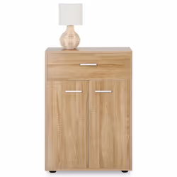 Buffet CALAIS commode meuble de rangement avec 1 tiroir et 2 portes en mélaminé décor chêne sonoma
