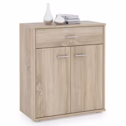 Buffet MONACO commode meuble de rangement avec 1 tiroir et 2 portes en mélaminé décor chêne sonoma
