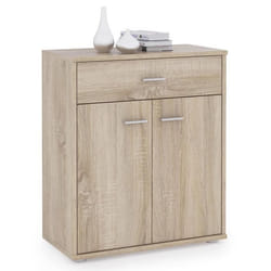 Buffet MONACO commode meuble de rangement avec 1 tiroir et 2 portes en mélaminé décor chêne sonoma
