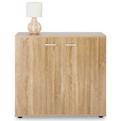 Buffet CHICAGO commode meuble de rangement en mélaminé décor chêne sonoma avec 2 portes