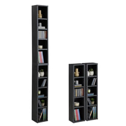Etagères modulables MUSIQUE pour CD et DVD lot de 2 meubles de rangement en colonne avec 10 compartiments en mélaminé gris cendré