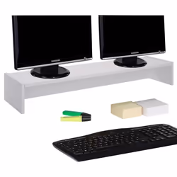 Support décran dordinateur SCREEN réhausseur pour deux moniteurs ou un grand écran longueur 100 cm en mélaminé blanc mat